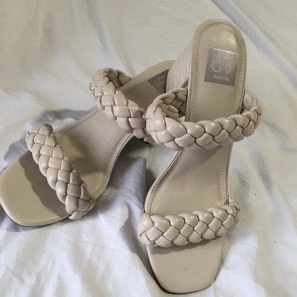 dolce vita TESSA sz 9 women's woven strap cream heal slide sandal gently worn - Picture 9 of 10